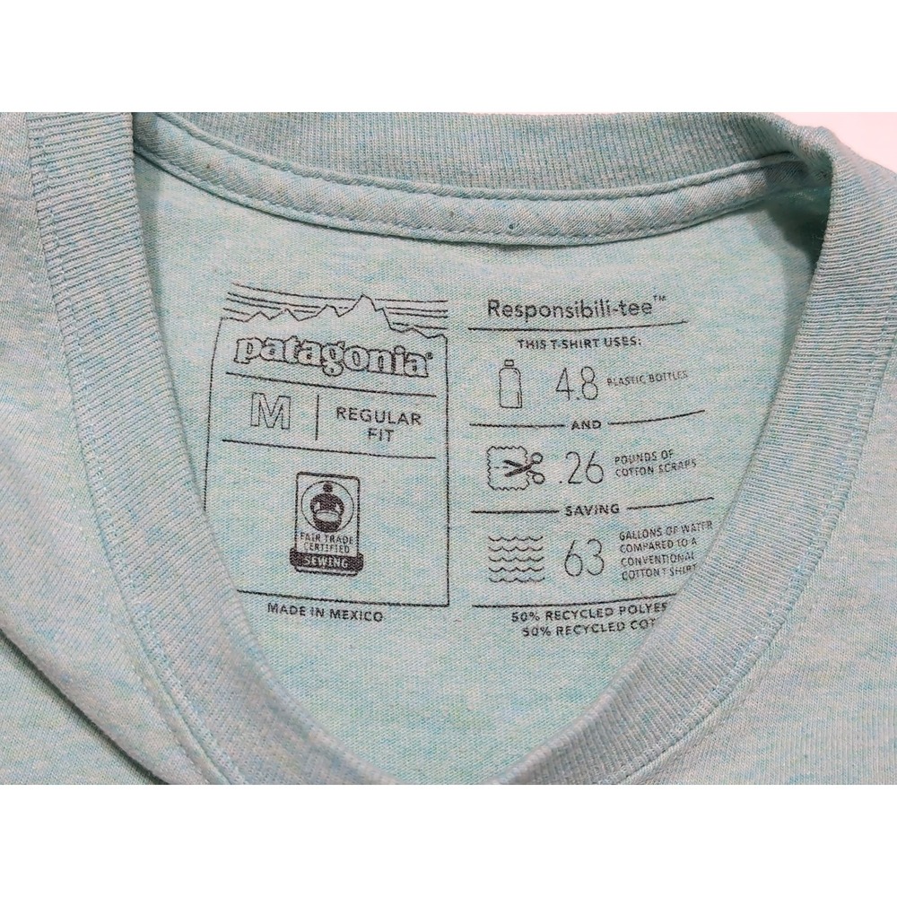 PATAGONIA Responsibili-Tee Short Sleeve T-Shirt P-6 Green 39178 Men's Medium M - Picture 6 of 11